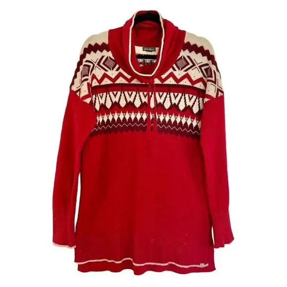 Eddie Bauer wool fairisle Cowlneck sweater m - Picture 2 of 9